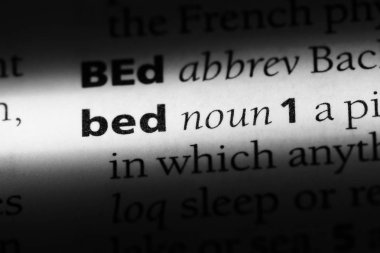 Yatak Word'de bir sözlük. yatak konsepti.