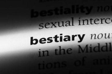 Bestiary Word'de bir sözlük. Bestiary kavramı.