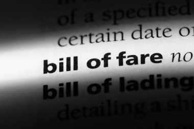 Bill of ücret Word'de bir sözlük. Bill of ücret kavramı.