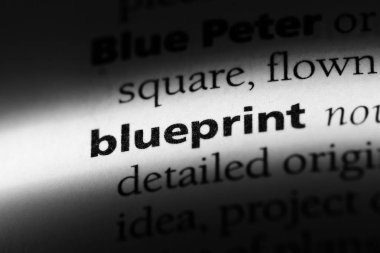 mavi baskı tek kelimeyle bir sözlük. Yazdırma kavramı mavi.