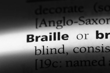 Braille Word'de bir sözlük. Braille kavramı.