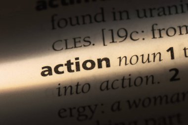 bir Sözlüğü'ndeki eylem sözcüğü. eylem kavramı.