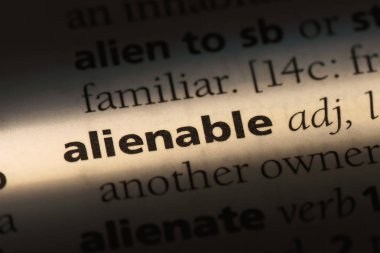 alienable tek kelimeyle bir sözlük. alienable kavramı.