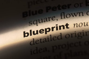 mavi baskı tek kelimeyle bir sözlük. Yazdırma kavramı mavi.