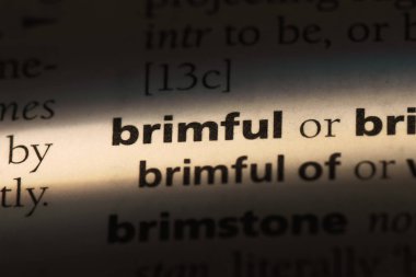 brimful tek kelimeyle bir sözlük. brimful kavramı.