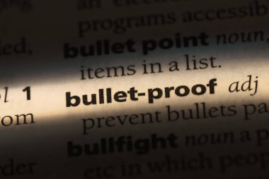 kurşun geçirmez Word'de bir sözlük. kurşun geçirmez kavramı.