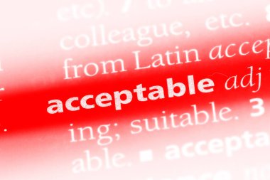 kabul edilebilir tek kelimeyle bir sözlük. kabul edilebilir kavramı.