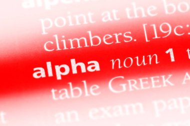 bir sözlük Alfa Word'de. Alfa kavramı.