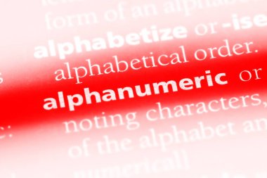 bir sözlüğü'ndeki alfasayısal sözcüğü. alfasayısal kavramı.