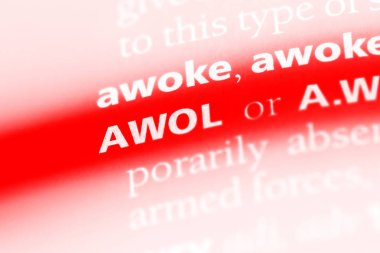 bir sözlüğü'ndeki AWOL sözcüğü. AWOL kavramı.