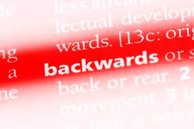 geriye doğru bir sözlükte kelime. geriye doğru kavramı.