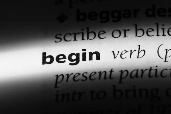 Begin Word Dictionary Begin Concept — Stock Photo, Image