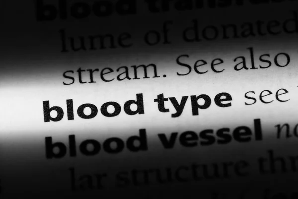 Palavra Tipo Sangue Num Dicionário Conceito Tipo Sanguíneo — Fotografia de Stock