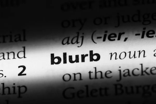 Blurb Λέξη Ένα Λεξικό Blurb Έννοια — Φωτογραφία Αρχείου