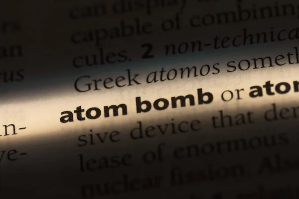 atom bomb word in a dictionary. atom bomb concept.