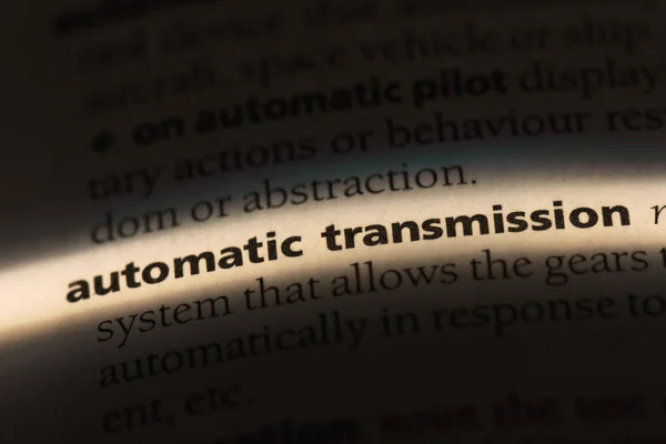 automatic transmission word in a dictionary. automatic transmission concept.