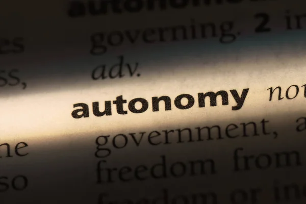 autonomy word in a dictionary. autonomy concept.