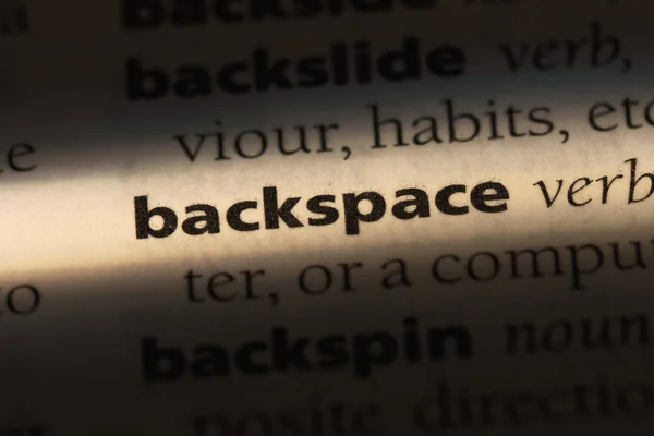Backspace Λέξη Ένα Λεξικό Έννοια Backspace — Φωτογραφία Αρχείου