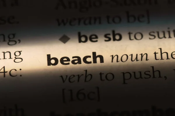 Strandwort Einem Wörterbuch Strandkonzept — Stockfoto