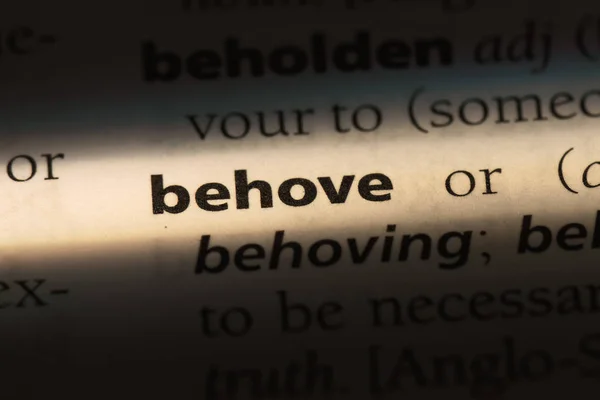 Behove 词典中的单词 Behove — 图库照片