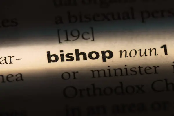 Bishop Word Diccionario Concepto Obispo — Foto de Stock