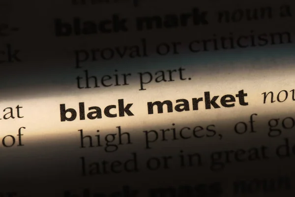 black market word in a dictionary. black market concept.