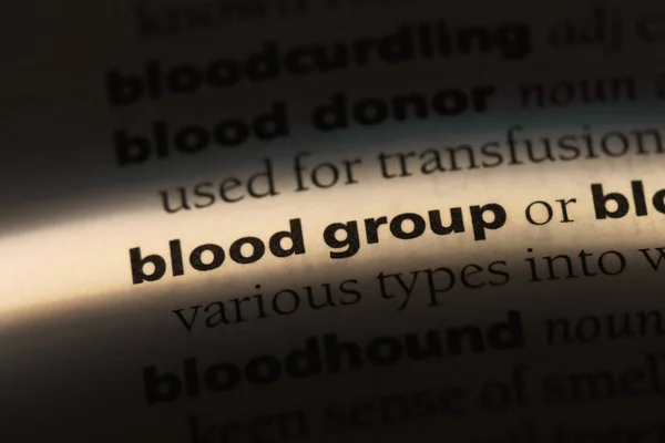 Bloedgroep Woord Een Woordenboek Bloedgroep Concept — Stockfoto