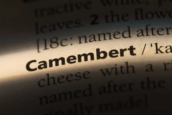 Palabra Camembert Diccionario Concepto Camembert —  Fotos de Stock