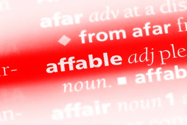 Affable Word Dictionary Affable Concept — Stock Photo, Image