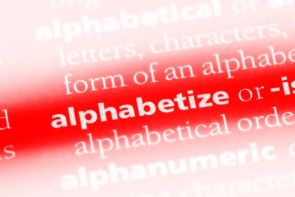 Alphabétisez Les Mots Dans Dictionnaire Alphabétiser Concept — Photo