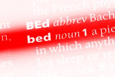 Yatak Word'de bir sözlük. yatak konsepti.