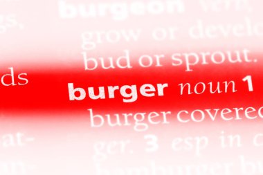 Burger Word'de bir sözlük. Burger kavramı.