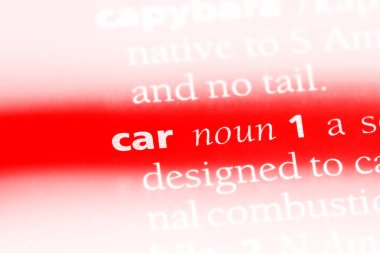 Araba Word'de bir sözlük. Araba konsepti.