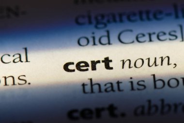 bir sözlüğü'ndeki CERT sözcüğü. CERT kavramı