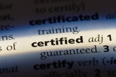 Sertifikalı tek kelimeyle bir sözlük. Sertifikalı kavramı