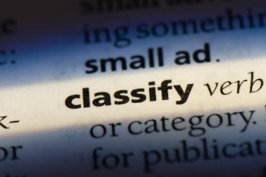 bir sözlüğü'ndeki sözcüğü sınıflandırmak. kavram sınıflandırmak