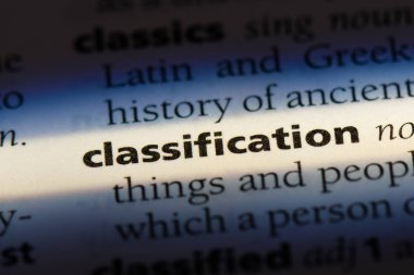 bir sözlüğü'ndeki sınıflandırma sözcüğü. sınıflandırma kavramı