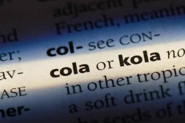 Cola Word'de bir sözlük. Cola kavramı