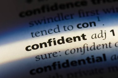 kendine güvenen tek kelimeyle bir sözlük. emin kavramı