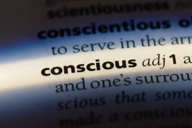 bir sözlüğü'ndeki bilinçli sözcüğü. bilinçli kavramı