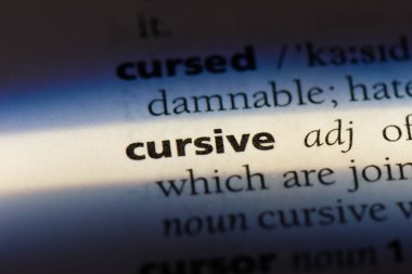 bir sözlüğü'ndeki Cursive sözcüğü. Cursive kavramı