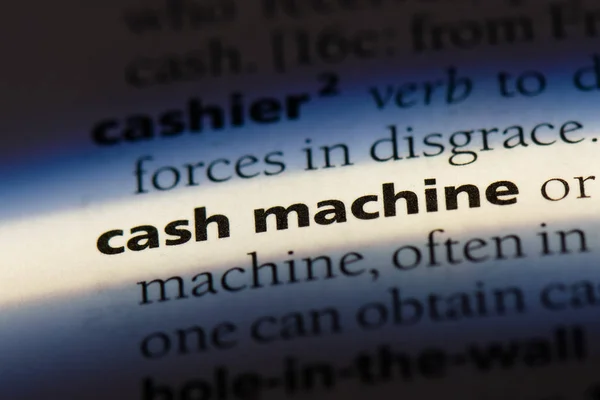 cash machine word in a dictionary. cash machine concept