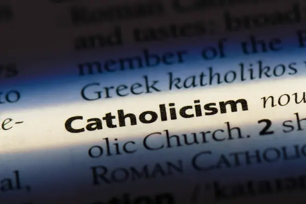 Katolicismus Slovo Slovníku Katolicismus Koncept — Stock fotografie