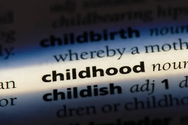Dzieciństwa Słowo Słowniku Koncepcja Dzieciństwa — Zdjęcie stockowe