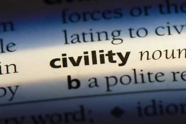 Palavra Civilidade Dicionário Conceito Civilidade — Fotografia de Stock