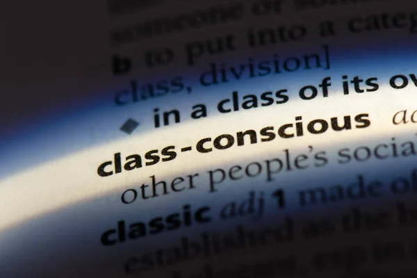 Klassenbewuste Woord Een Woordenboek Klassenbewuste Concept — Stockfoto