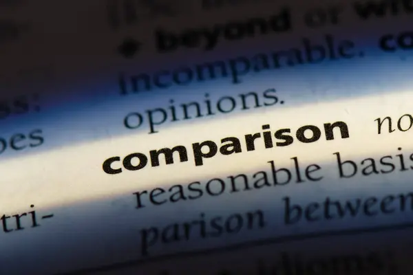 Palavra Comparação Dicionário Conceito Comparação — Fotografia de Stock
