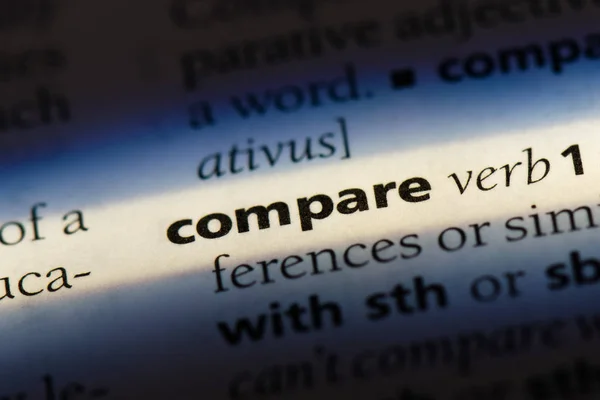 Compare Palavra Dicionário Comparar Conceito — Fotografia de Stock