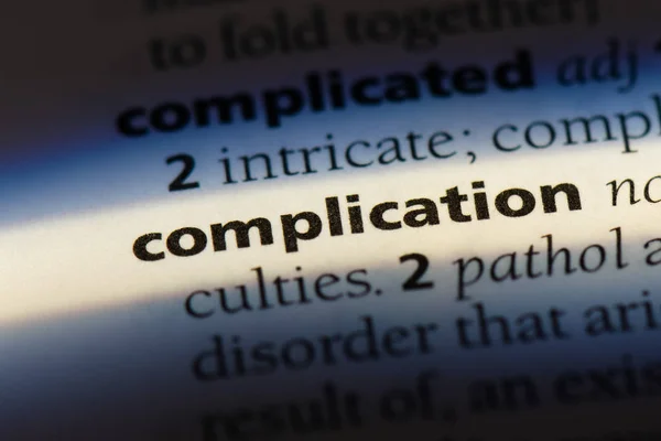 Complication Word Dictionary Complication Concept — Stock Photo, Image