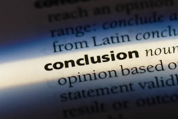 Palabra Conclusión Diccionario Concepto Conclusión — Foto de Stock